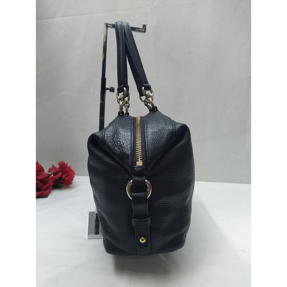 Coach Black Pebbled Leather Double Handles Zipper Closure Satchel Bag - Picture 14 of 14